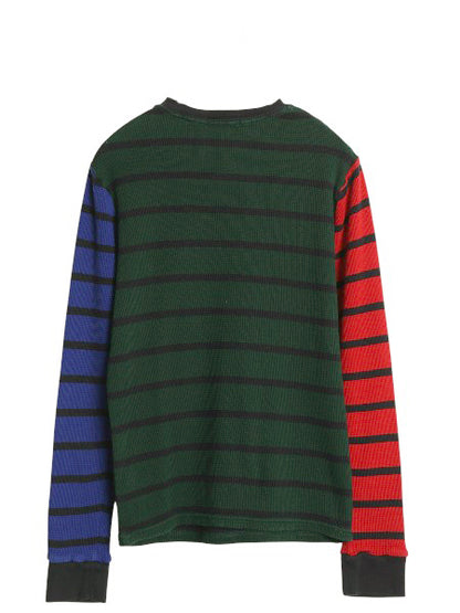ポロ ラルフローレン ボーダー 長袖 サーマル Tシャツ キッズ XL メンズ S 程/ ロンT インナー ワッフル マルチカラー クレイジー パターン