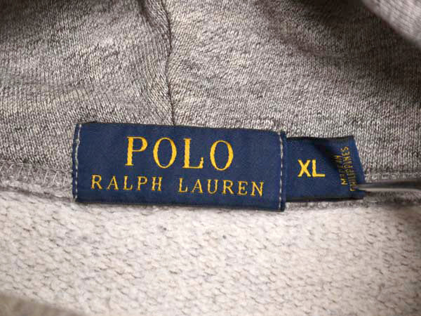  ポロ ラルフローレン プリント スウェット フード パーカー メンズ XL / ヴィンテージ モデル 前V トレーナー 裏起毛 プルオーバー グレー