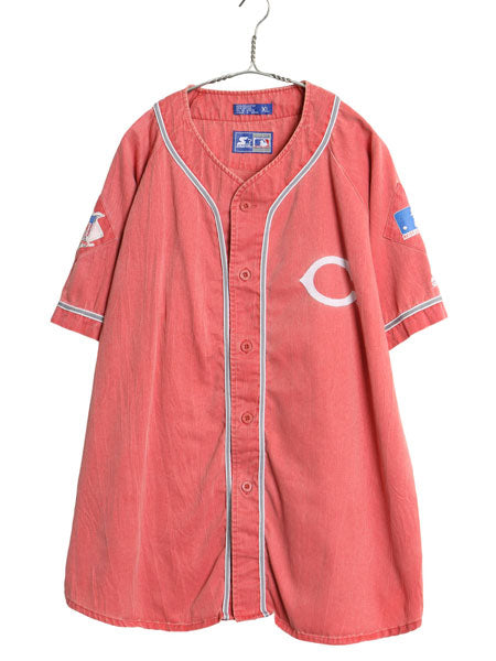 90s レッズ ベースボール シャツ メンズ XL / オールド MLB オフィシャル スターター ユニフォーム ゲームシャツ 半袖シャツ 大きいサイズ