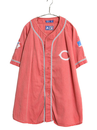90s レッズ ベースボール シャツ メンズ XL / オールド MLB オフィシャル スターター ユニフォーム ゲームシャツ 半袖シャツ 大きいサイズ