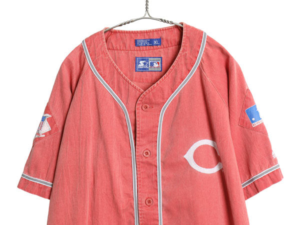 90s レッズ ベースボール シャツ メンズ XL / オールド MLB オフィシャル スターター ユニフォーム ゲームシャツ 半袖シャツ 大きいサイズ