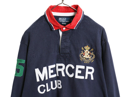 90s ポロ ラルフローレン 長袖 ラガーシャツ メンズ XL オールド ラグビー 長袖シャツ コットン ヘビーウェイト ナンバリング 大きいサイズ