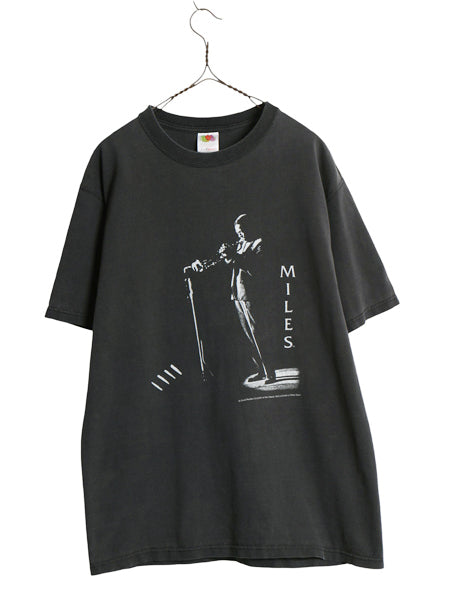 00s ★ マイルス デイビス フォト イラスト プリント Tシャツ メンズ L 古着 オールド GEAR INC オフィシャル ジャズ バンド 音楽 ブラック