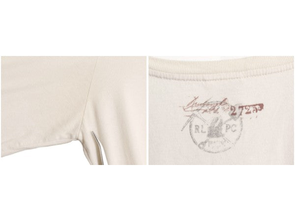 ポロ ラルフローレン 両面 プリント 長袖 Tシャツ メンズ L / CUSTOM FIT ロンT グラフィック アート イラスト カットソー 細身 ベージュ