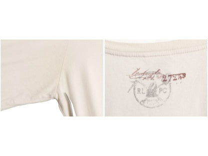 ポロ ラルフローレン 両面 プリント 長袖 Tシャツ メンズ L / CUSTOM FIT ロンT グラフィック アート イラスト カットソー 細身 ベージュ