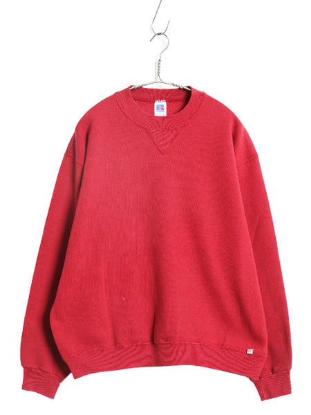 80s USA製 ラッセル 無地 スウェット メンズ レディース L 小さめ M 程 ヴィンテージ トレーナー 前V 裏起毛 ワンポイント ブランク エンジ