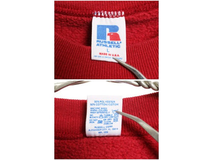 80s USA製 ラッセル 無地 スウェット メンズ レディース L 小さめ M 程 ヴィンテージ トレーナー 前V 裏起毛 ワンポイント ブランク エンジ