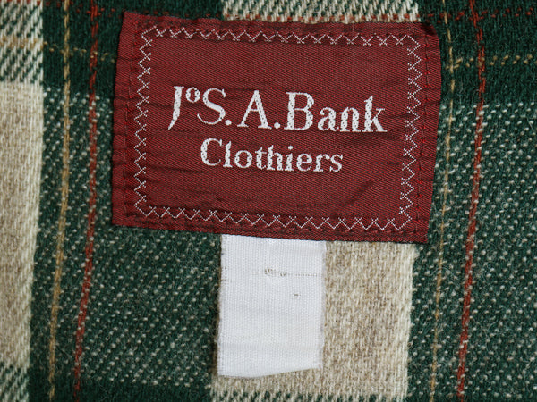80s USA製 Jos.A.Bank ナイロン マウンテンパーカー ジャケット メンズ XL 程 ヴィンテージ ウール チェック ライナー付き 大きいサイズ 緑