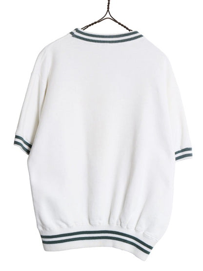 60s ランタグ ★ チャンピオン カレッジ プリント 半袖 スウェット メンズ M / 古着 ヴィンテージ USA製 リブライン トレーナー 裏起毛 白