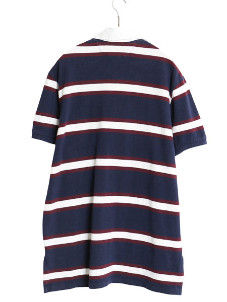 00s ポロ ラルフローレン 鹿の子 半袖 ポロシャツ メンズ XL オールド ワンポイント ポニー ボーダー ラガーシャツ ラグビー 大きいサイズ