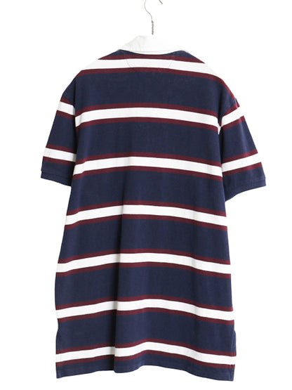 00s ポロ ラルフローレン 鹿の子 半袖 ポロシャツ メンズ XL オールド ワンポイント ポニー ボーダー ラガーシャツ ラグビー 大きいサイズ
