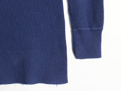80s USA製 ヘンリーネック サーマル 長袖 Tシャツ XL 小さめ メンズ L 程/ ヴィンテージ アンダーシャツ ワッフル ロンT インナー ネイビー