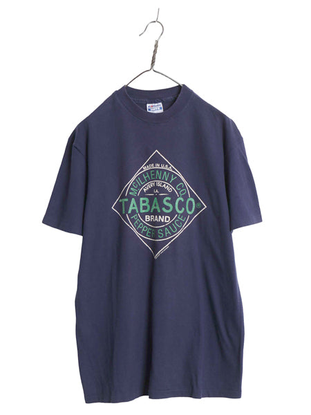 90s USA製 タバスコ 企業 プリント 半袖 Tシャツ メンズ L / 古着 オールド オフィシャル 当時物 シングルステッチ カットソー 半袖Tシャツ