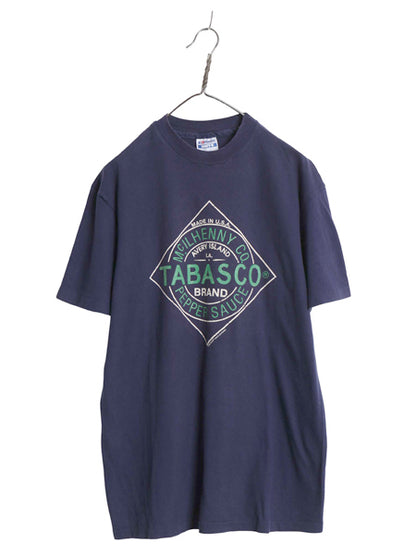 90s USA製 タバスコ 企業 プリント 半袖 Tシャツ メンズ L / 古着 オールド オフィシャル 当時物 シングルステッチ カットソー 半袖Tシャツ