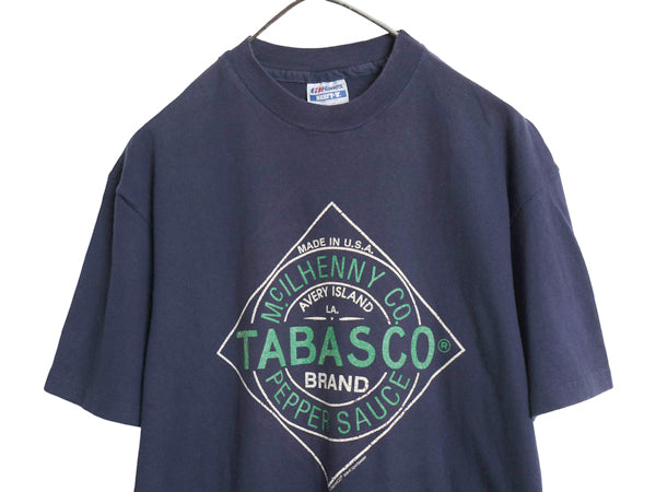 90s USA製 タバスコ 企業 プリント 半袖 Tシャツ メンズ L / 古着 オールド オフィシャル 当時物 シングルステッチ カットソー 半袖Tシャツ