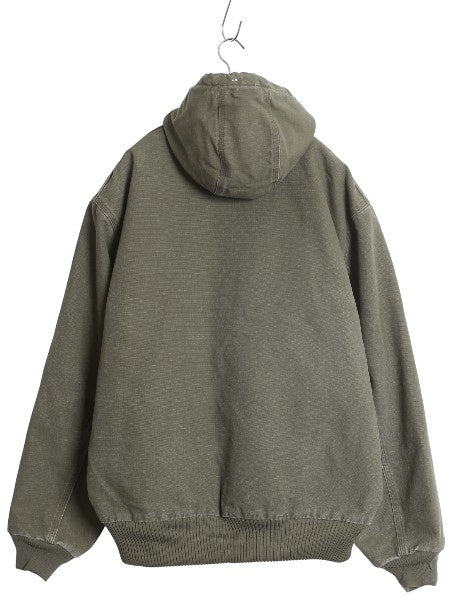 US企画 カーハート アクティブ ジャケット メンズ L 古着 ワーク ダック フード パーカー 中綿 キルティング ライナー ブルゾン ジャンパー