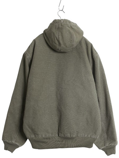 US企画 カーハート アクティブ ジャケット メンズ L 古着 ワーク ダック フード パーカー 中綿 キルティング ライナー ブルゾン ジャンパー