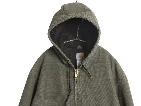 US企画 カーハート アクティブ ジャケット メンズ L 古着 ワーク ダック フード パーカー 中綿 キルティング ライナー ブルゾン ジャンパー