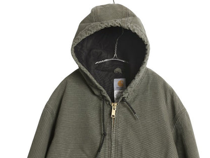 US企画 カーハート アクティブ ジャケット メンズ L 古着 ワーク ダック フード パーカー 中綿 キルティング ライナー ブルゾン ジャンパー