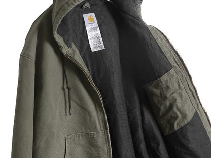 US企画 カーハート アクティブ ジャケット メンズ L 古着 ワーク ダック フード パーカー 中綿 キルティング ライナー ブルゾン ジャンパー