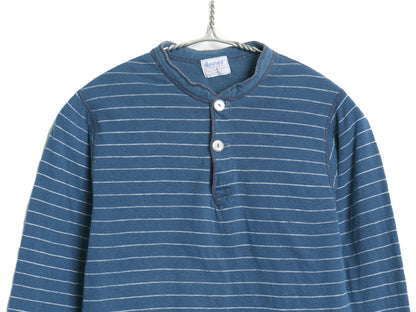 70s USA製 デュオフォールド ヘンリーネック ボーダー 長袖 Tシャツ メンズ S 小さめ XS 程/ ヴィンテージ ロンT アンダーシャツ 2レイヤー