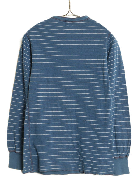 70s USA製 デュオフォールド ヘンリーネック ボーダー 長袖 Tシャツ メンズ S 小さめ XS 程/ ヴィンテージ ロンT アンダーシャツ 2レイヤー