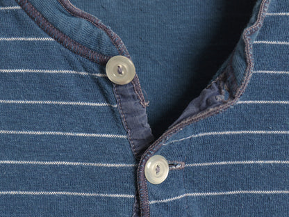70s USA製 デュオフォールド ヘンリーネック ボーダー 長袖 Tシャツ メンズ S 小さめ XS 程/ ヴィンテージ ロンT アンダーシャツ 2レイヤー