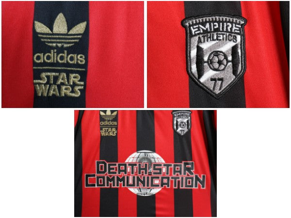 US企画 アディダス スターウォーズ コラボ サッカー ユニフォーム メンズ M ストライプ ポロシャツ ゲームシャツ ダースベイダー ムービー