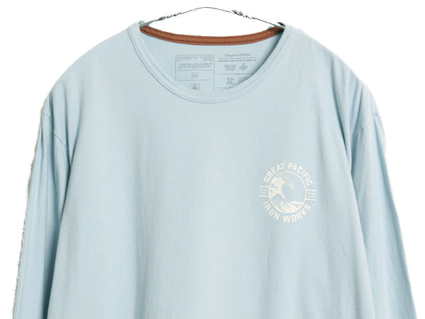 パタゴニア 葛飾北斎 浮世絵 プリント 長袖 Tシャツ メンズ M 22年製 アウトドア ロンT カットソー ロングスリーブ イラスト ライト ブルー