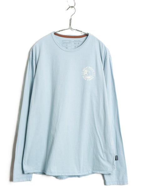 パタゴニア 葛飾北斎 浮世絵 プリント 長袖 Tシャツ メンズ M 22年製 アウトドア ロンT カットソー ロングスリーブ イラスト ライト ブルー