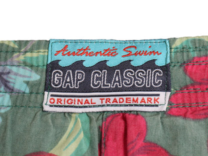 90s オールド ギャップ  総柄 ショートパンツ メンズ M コットン アロハ ボタニカル スイム ショーツ 短パン 海パン 水陸両用 インナー付き