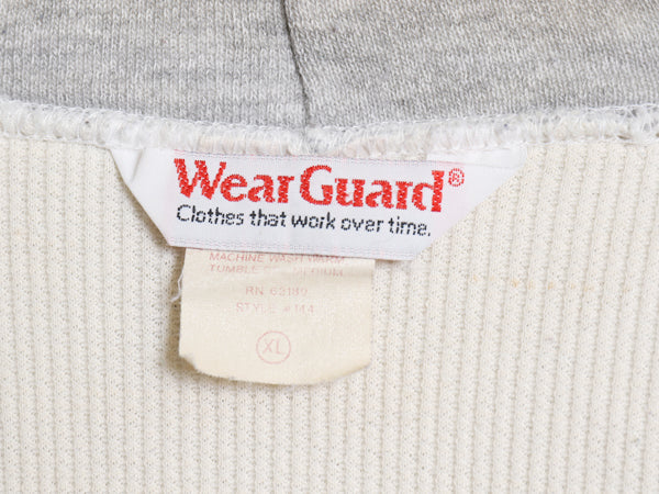 80s USA製 Wear Guard 裏 サーマル フルジップ スウェット フード パーカー メンズ XL 小さめ L 程/ ヴィンテージ トレーナー 無地 グレー