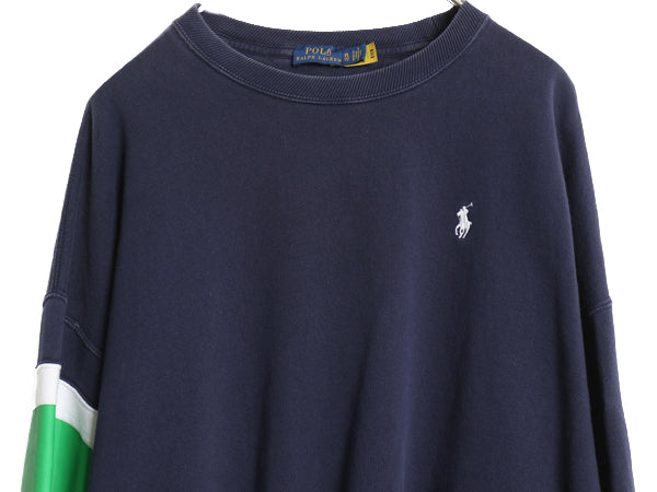 ポロ ラルフローレン プリント スウェット メンズ レディース XL / 袖 プリント ライン 切替 裏起毛 US オープン 限定 テニス 大きいサイズ