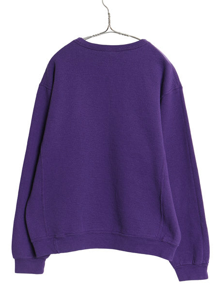 00s ラッセル 2段 カレッジ プリント スウェット メンズ レディース M / 古着 オールド トレーナー 前V 裏起毛 リバース タイプ パープル