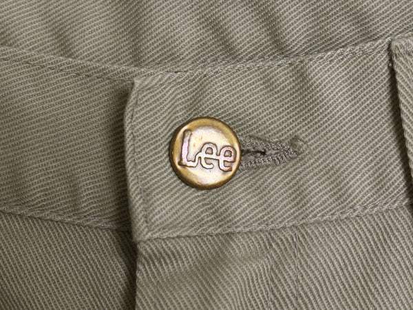 60s 70s USA製 ★ Lee Leens コットン パンツ メンズ 32 32 / 古着 ヴィンテージ スリム テーパード カツラギ ノータック カーキ アイビー