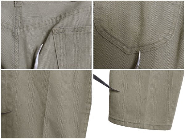 60s 70s USA製 ★ Lee Leens コットン パンツ メンズ 32 32 / 古着 ヴィンテージ スリム テーパード カツラギ ノータック カーキ アイビー