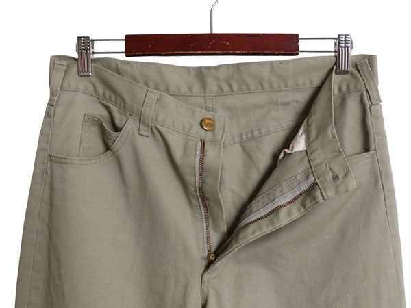 60s 70s USA製 ★ Lee Leens コットン パンツ メンズ 32 32 / 古着 ヴィンテージ スリム テーパード カツラギ ノータック カーキ アイビー