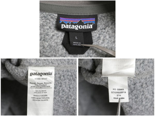 パタゴニア ベターセーター ハーフジップ メンズ L 19年製 フリース セーター 裏起毛 プルオーバー ジャケット ブルゾン カレッジ 刺繍 灰
