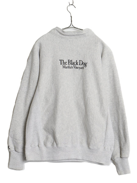 90s The Black Dog ドッグ プリント ハイネック スウェット メンズ レディース L オールド 犬 裏起毛 トレーナー リバース タイプ 厚手 灰