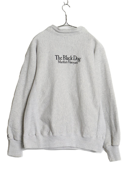 90s The Black Dog ドッグ プリント ハイネック スウェット メンズ レディース L オールド 犬 裏起毛 トレーナー リバース タイプ 厚手 灰