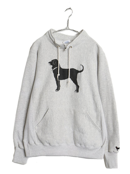 90s The Black Dog ドッグ プリント ハイネック スウェット メンズ レディース L オールド 犬 裏起毛 トレーナー リバース タイプ 厚手 灰