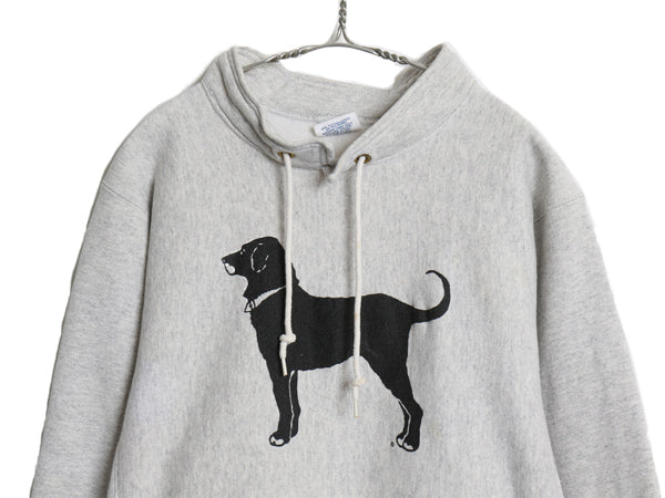 90s The Black Dog ドッグ プリント ハイネック スウェット メンズ レディース L オールド 犬 裏起毛 トレーナー リバース タイプ 厚手 灰