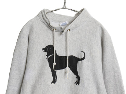90s The Black Dog ドッグ プリント ハイネック スウェット メンズ レディース L オールド 犬 裏起毛 トレーナー リバース タイプ 厚手 灰