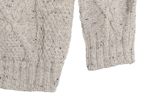 アイルランド製 aran crafts フィッシャーマン ショールカラー ニット カーディガン メンズ M 古着 メリノ ウール アラン セーター 前開き