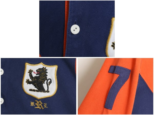 ラグビー ラルフローレン 長袖 ラガーシャツ キッズ M メンズ XS 程 ポロ 長袖シャツ コットン カットソー ラグビー ツートン ナンバリング
