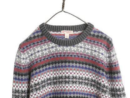 ブルックスブラザーズ フェアアイル 総柄 ニット セーター レディース L / コットン ウール ノルディック 薄手 マルチカラー クルーネック