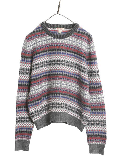 ブルックスブラザーズ フェアアイル 総柄 ニット セーター レディース L / コットン ウール ノルディック 薄手 マルチカラー クルーネック