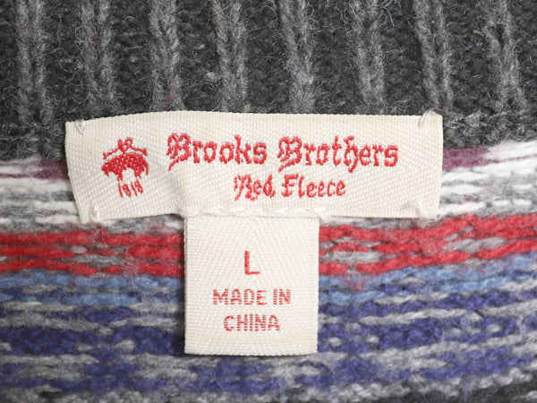 ブルックスブラザーズ フェアアイル 総柄 ニット セーター レディース L / コットン ウール ノルディック 薄手 マルチカラー クルーネック