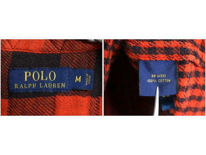 ポロ ラルフローレン ハーフジップ チェック 長袖 フランネル シャツ レディース M メンズ S 古着 コットン ガーゼ 2レイヤー プルオーバー