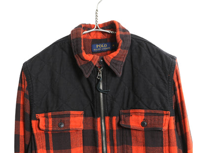 ポロ ラルフローレン ハーフジップ チェック 長袖 フランネル シャツ レディース M メンズ S 古着 コットン ガーゼ 2レイヤー プルオーバー
